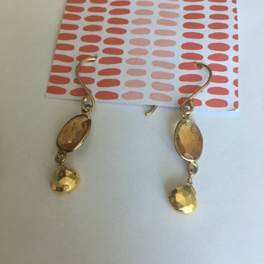 gold and amber dangle earrings